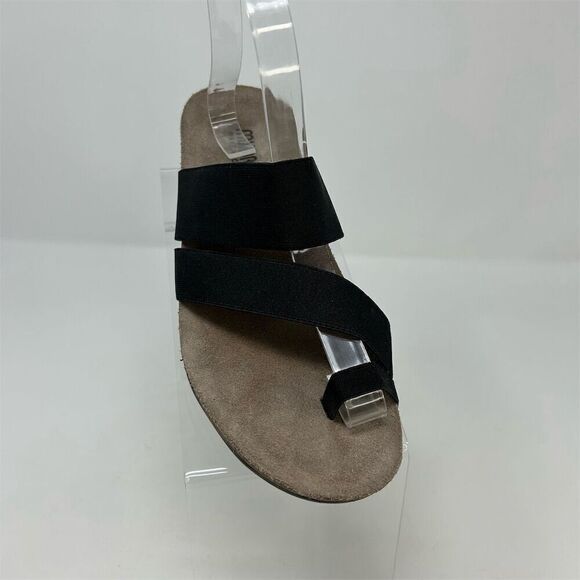 Munro Women's Slide Sandals Black Size 8.5 Toe Loop Stretch Straps Casual - Picture 2 of 12